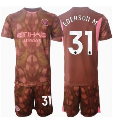 Manchester City Ederson Moraes #31 Målvakt Hemmakläder Barn 2024-25 Kortärmad (+ Korta byxor)